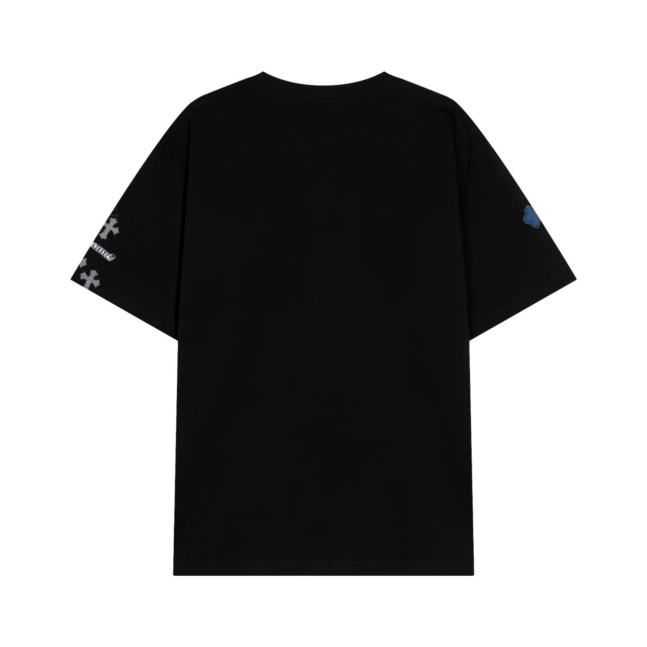 P170 Chrome Hearts Chrome Hearts Cross Metallic Denim Splicing Short Sleeves Size: SMLXL Color: White Black
